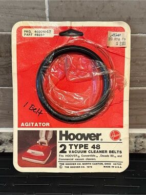 Vintage Hoover Type 48 Agitator Vacuum Cleaner Belt Part 49258 Black ✳️ One Belt